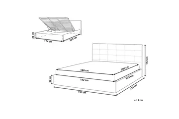 Säng med förvaring Lorient - Grå/Polyester, 180x200 cm - Möbler - Säng - Sängram & sängstomme