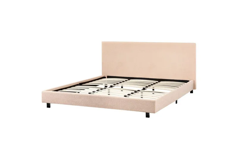 Säng med lamellram Albi, Beige, svart/Bouclé, 180x200 cm