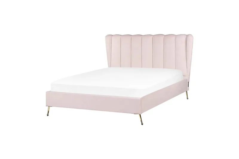 Säng med lamellram Miribel - Rosa, guld, 140x200 cm - Möbler - Säng - Sängram & sängstomme
