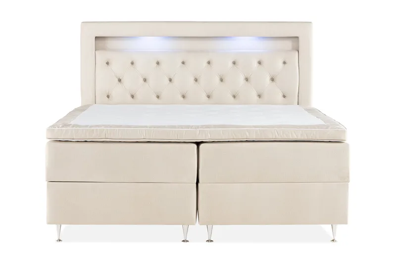 Alessia Komplett Sängpaket med Förvaring LED-belysning 180x200 cm, Beige