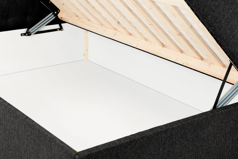 Boxy Säng med Förvaring 160x200 cm i Tyg med Bäddmadrass med Fasthetsgrad Fast - Svart - Möbler - Säng - Sängar med förvaring