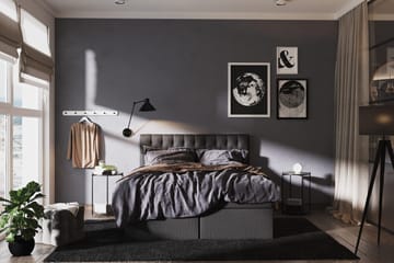 Boxy Säng med Förvaring 160x200 cm i Tyg med Bäddmadrass med Fasthetsgrad Fast - Svart - Möbler - Säng - Sängar med förvaring