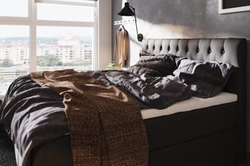Boxy Säng med Förvaring 160x200 cm i Tyg med Bäddmadrass med Fasthetsgrad Fast - Svart - Möbler - Säng - Sängar med förvaring