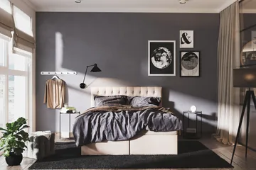 Boxy Box Bed 160x200 cm - Beige - Möbler - Säng - Kontinentalsäng