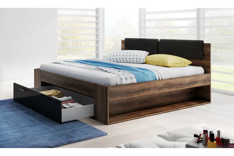 Bovera Sängram 140x200 - Teak/Svart - Möbler - Säng - Sängram & sängstomme