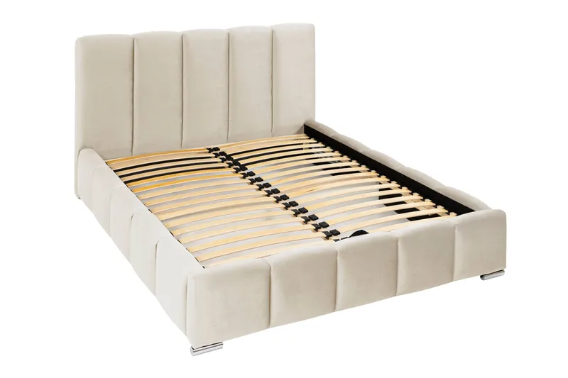 Cleaton Bubblig Sängram 160x200 cm med förvaring, Beige