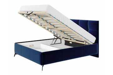 Derry Komplett Sängpaket 160x200 cm i Tyg med Sänggavel + Bäddmadrass - Blå - Möbler - Säng - Sängram & sängstomme