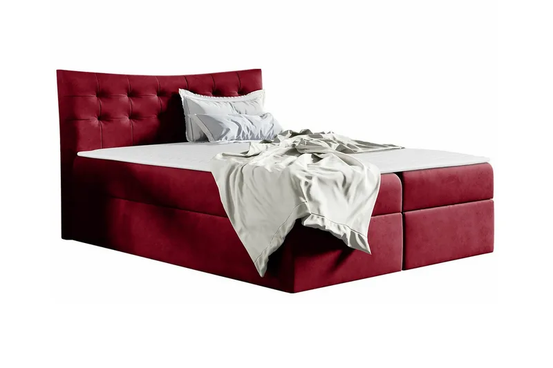 Hayton Komplett Sängpaket 120x200 cm med Sänggavel + Bäddmadrass med Fasthetsgrad Medium, Röd