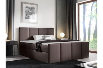 Ripon Komplett Sängpaket med Förvaring 120x200 cm i Tyg med Sänggavel + Bäddmadrass - Brun - Möbler - Säng - Sängram & sängstomme
