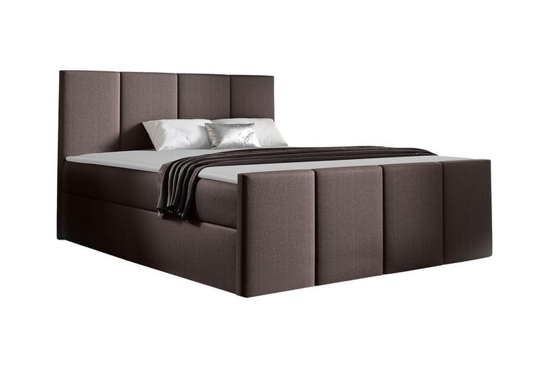Ripon Komplett Sängpaket med Förvaring 120x200 cm i Tyg med Sänggavel + Bäddmadrass, Brun