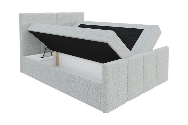 Ripon Komplett Sängpaket med Förvaring 120x200 cm i Tyg med Sänggavel + Bäddmadrass - Grå - Möbler - Säng - Sängram & sängstomme