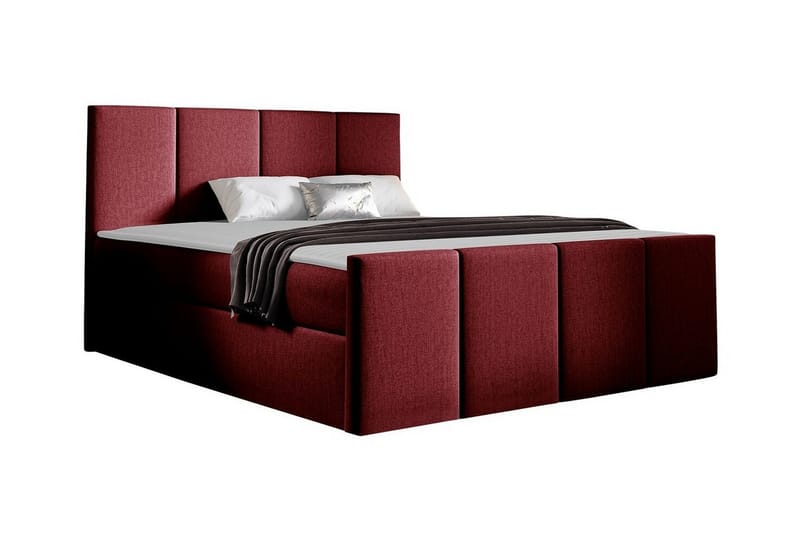 Ripon Komplett Sängpaket med Förvaring 120x200 cm i Tyg med Sänggavel + Bäddmadrass, Röd