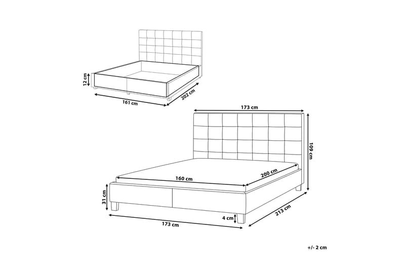 Sandrick Kontinentalsäng med Förvaring 160x200 - Grå - Möbler - Säng - Sängram & sängstomme