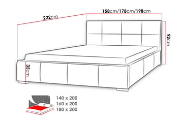 Sirdal Komplett Sängpaket 160x200 cm i Konstläder med Förvaring och Sänggavel + Bäddmadrass - Vit - Möbler - Säng - Sängram & sängstomme