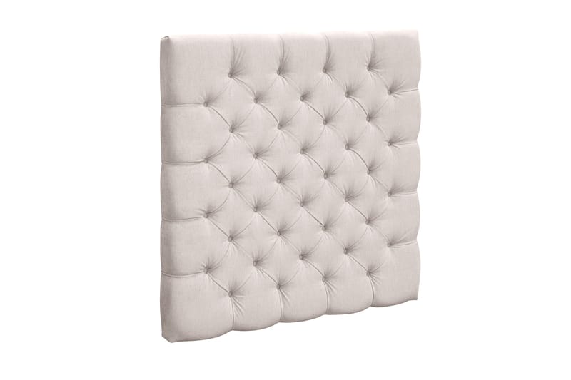 Joluma Stoppad Sänggavel & Huvudgavel 105 cm i Plysch med Knappar, Ljusbeige