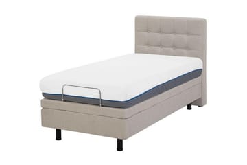 Kabbebo Komplett Sängpaket – Ställbar Säng 80x200 cm i Tyg med Sänggavel + Bäddmadrass - Beige - Möbler - Säng - Ställbara sängar