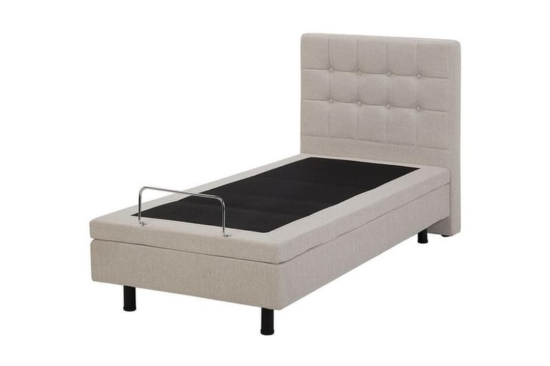 Kabbebo Komplett Sängpaket – Ställbar Säng 80x200 cm i Tyg med Sänggavel + Bäddmadrass - Beige - Möbler - Säng - Ställbara sängar