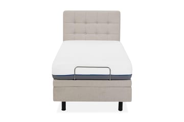 Kabbebo Komplett Sängpaket – Ställbar Säng 80x200 cm i Tyg med Sänggavel + Bäddmadrass - Beige - Möbler - Säng - Ställbara sängar