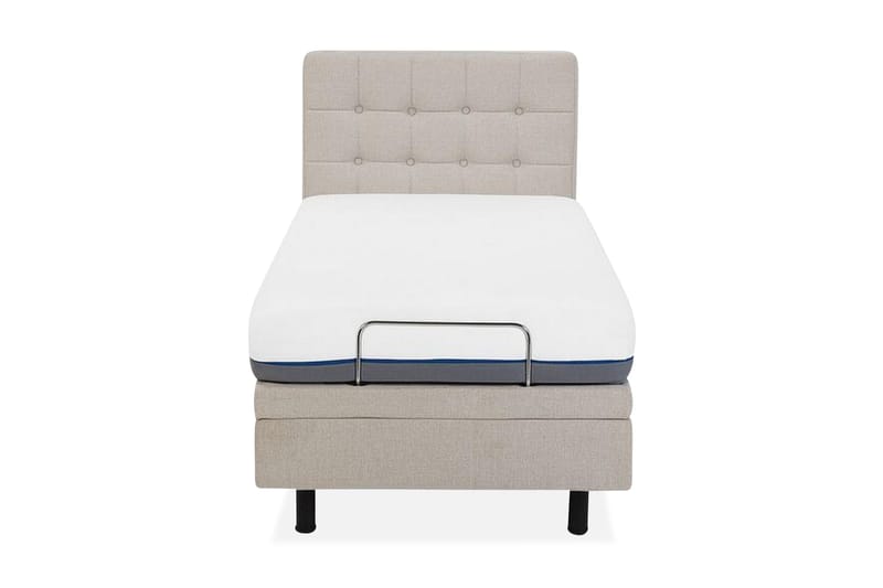 Kabbebo Komplett Sängpaket – Ställbar Säng 80x200 cm i Tyg med Sänggavel + Bäddmadrass, Beige