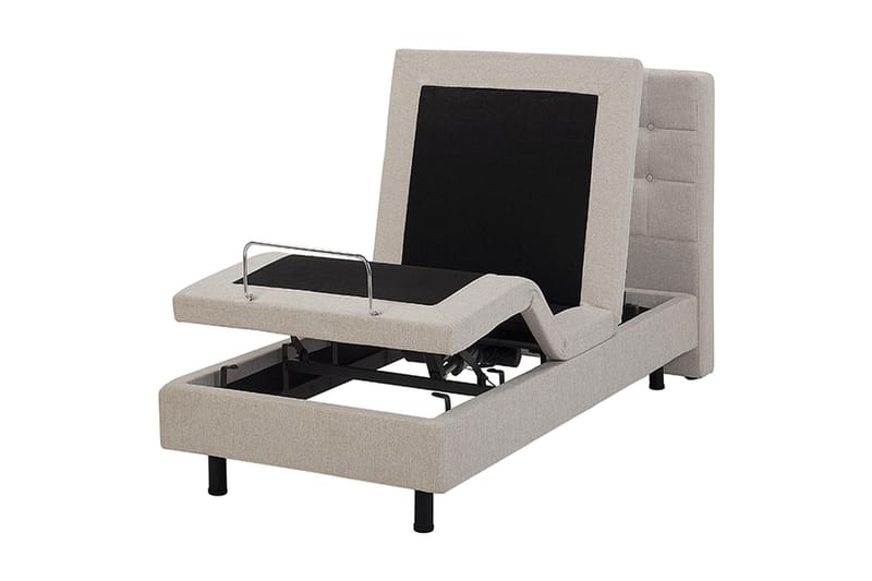 Kabbebo Komplett Sängpaket – Ställbar Säng 80x200 cm i Tyg med Sänggavel + Bäddmadrass - Beige - Möbler - Säng - Ställbara sängar