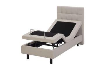 Kabbebo Komplett Sängpaket – Ställbar Säng 80x200 cm i Tyg med Sänggavel + Bäddmadrass - Beige - Möbler - Säng - Ställbara sängar