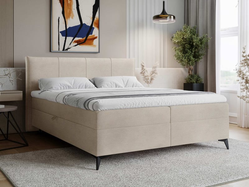 Thoros Komplett Sängpaket 140x200 cm Kontinentalsäng med Förvaring - Beige - Möbler - Säng - Komplett sängpaket
