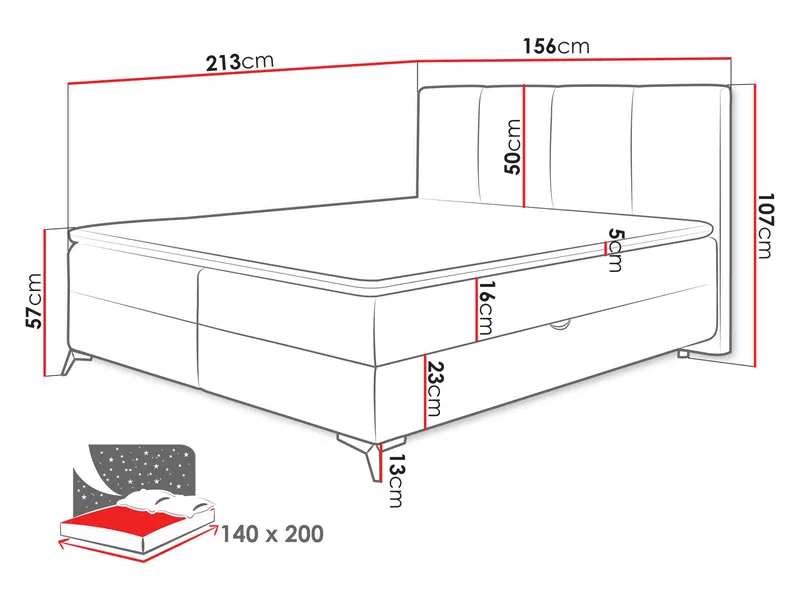 Thoros Komplett Sängpaket 140x200 cm Kontinentalsäng med Förvaring - Beige - Möbler - Säng - Komplett sängpaket