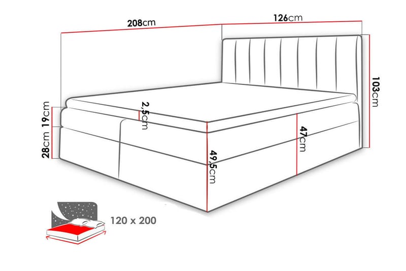 Vasil Kontinentalsäng 120x200 - Svart - Möbler - Säng - Kontinentalsäng