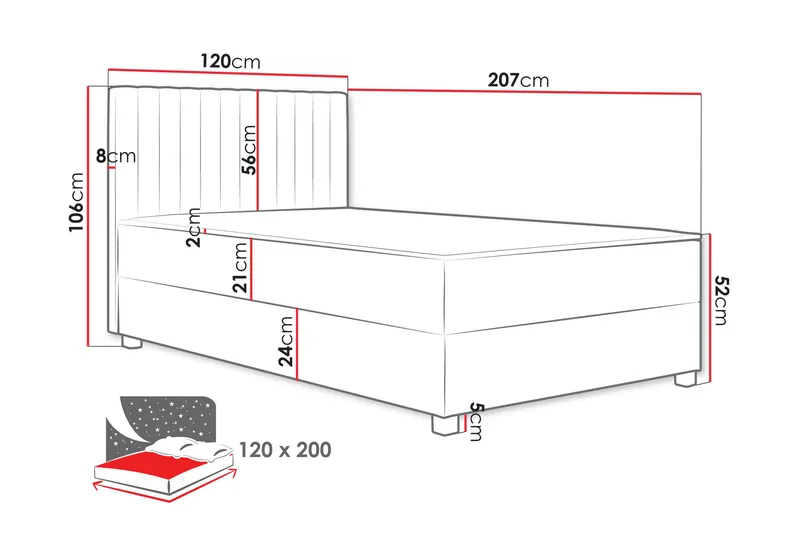 Veyran Sängpaket Kontinentalsäng med Förvaring 120x200 cm - Blå - Möbler - Säng - Komplett sängpaket