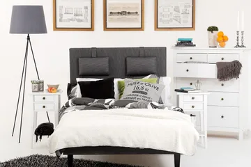 Viken Komplett Sängpaket – Ramsäng 120x200 cm med Sänggavel + Bäddmadrass med Fasthetsgrad Fast - Grå - Möbler - Säng - Enkelsäng