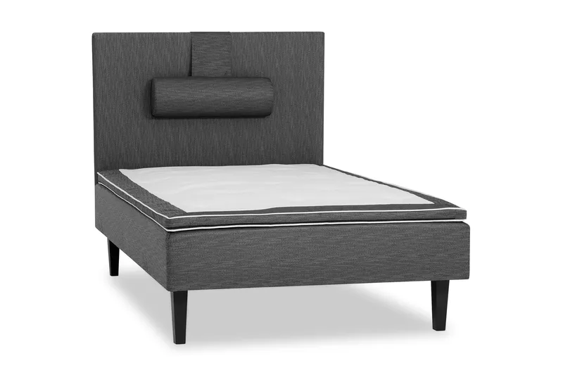 Viken Komplett Sängpaket – Ramsäng 120x200 cm med Sänggavel + Bäddmadrass med Fasthetsgrad Fast, Grå