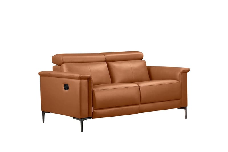 2-sitssoffa Lund Cognac, Läder/PU, Manuell vilstol, Cognac, Läder/PU, Manuell vilstol