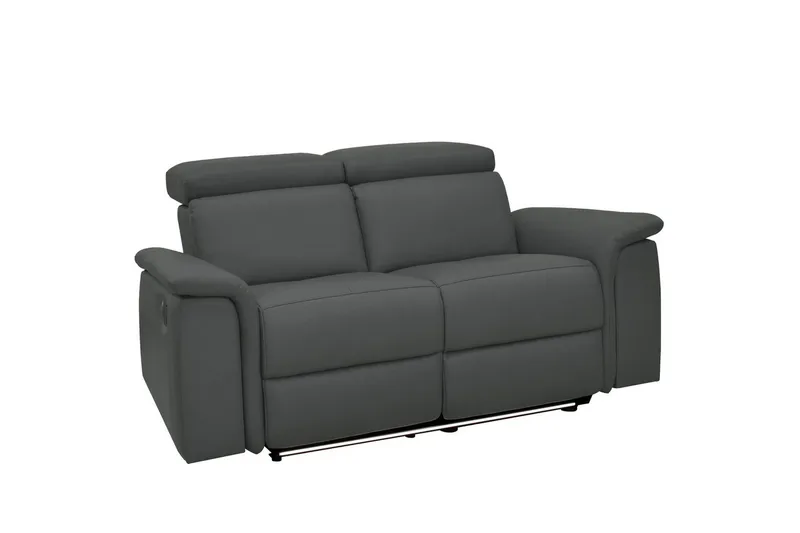 2-sitssoffa Pareli Grå, Läder/PU, Manuell vilstol, Grå, Läder/PU, Manuell vilstol