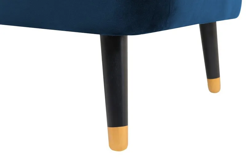 Alsvag 3-sits Kanalstoppad Sammetssoffa med Träben - Blå - Möbler - Soffa - 3 sits soffa