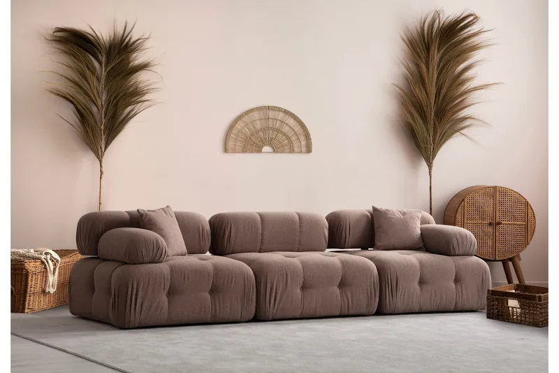 Belgin Bubblig Soffa 3-sits med utfällbara armstöd och ryggstöd - Cappuccino - Möbler - Soffa - Modulsoffor - Komplett modulsoffa