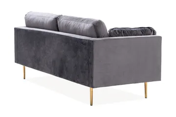 Bloom 3-sits Soffa i Sammet med Metallben - Grå - Möbler - Soffa - 3 sits soffa