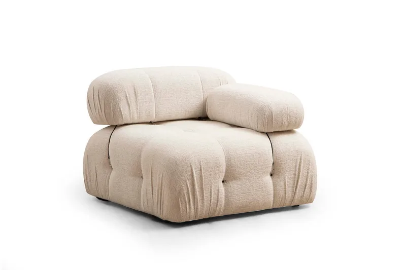 Bubblig Soffa 3-sits Belgin med fasta armstöd och repdetaljer - Ljusbeige - Möbler - Soffa - Modulsoffor - Komplett modulsoffa