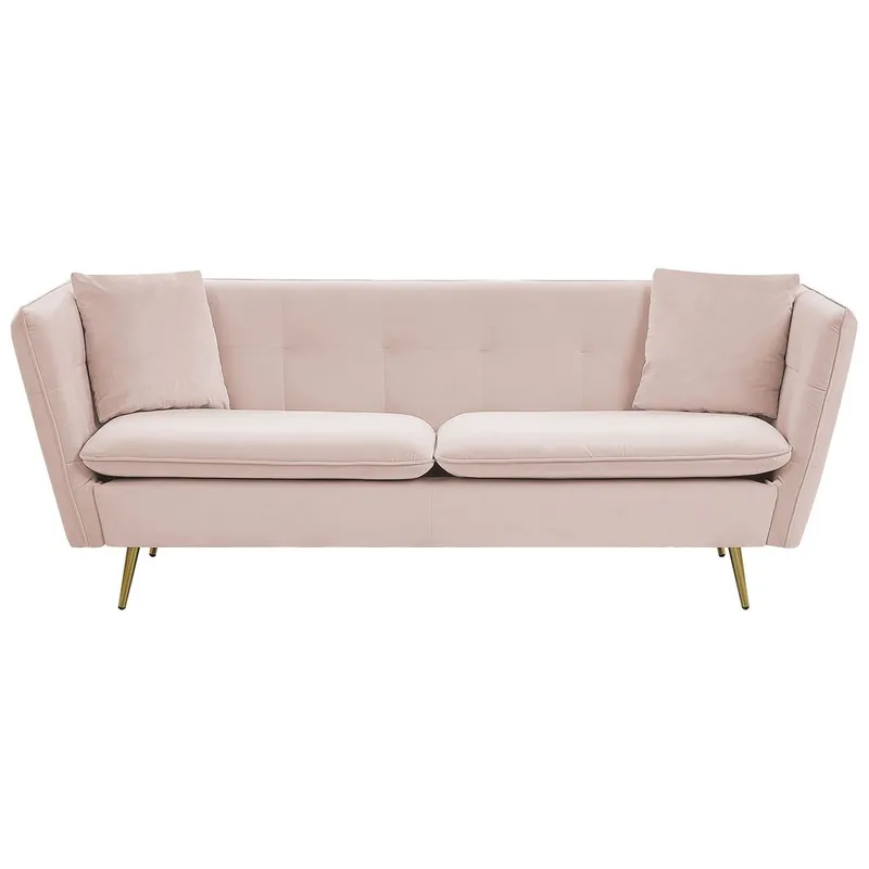 3-sits soffa Frederica, Rosa, guld/Sammet