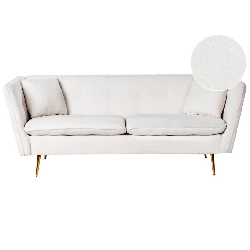 3-sits soffa Frederica, Vitt, guld/Bouclé