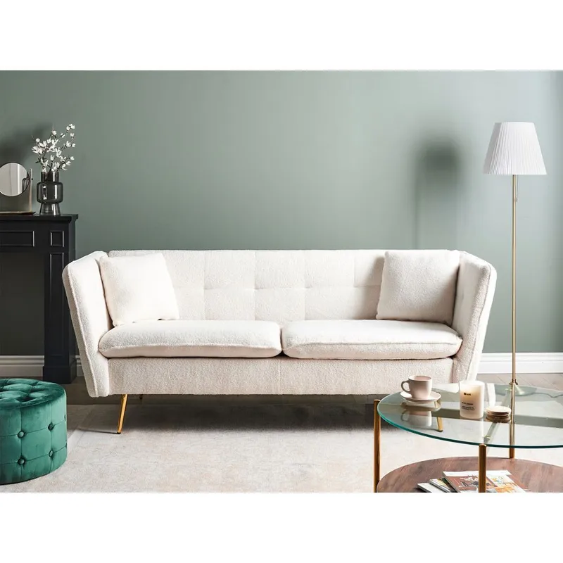 3-sits soffa Frederica - Vitt, guld/Bouclé - Möbler - Soffa - Chesterfield soffa