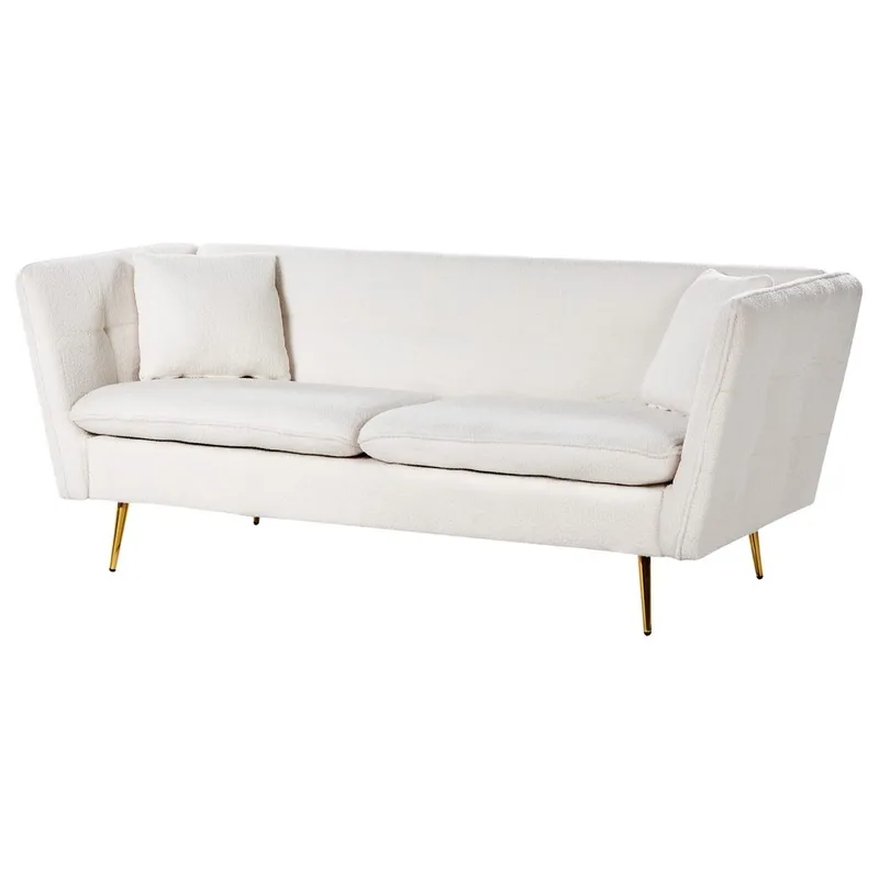 3-sits soffa Frederica - Vitt, guld/Bouclé - Möbler - Soffa - Chesterfield soffa