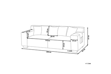 Lahall Manchestersoffa 200 cm - Grå - Möbler - Soffa - 3 sits soffa