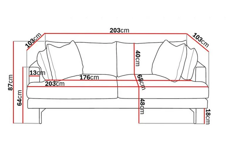 Menard 3-sits Djup Manchestersoffa - Beige - Möbler - Soffa - 3 sits soffa
