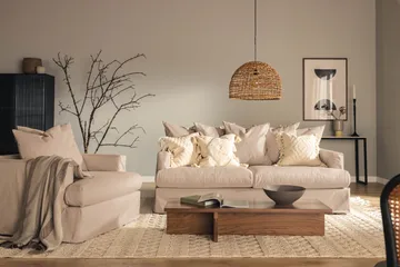 Menard 3-sits Djup Tygsoffa - Beige - Möbler - Soffa - 3 sits soffa