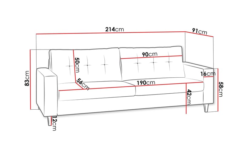 Mist Soffa 154x91x83 cm - Rosa - Möbler - Soffa - 3 sits soffa