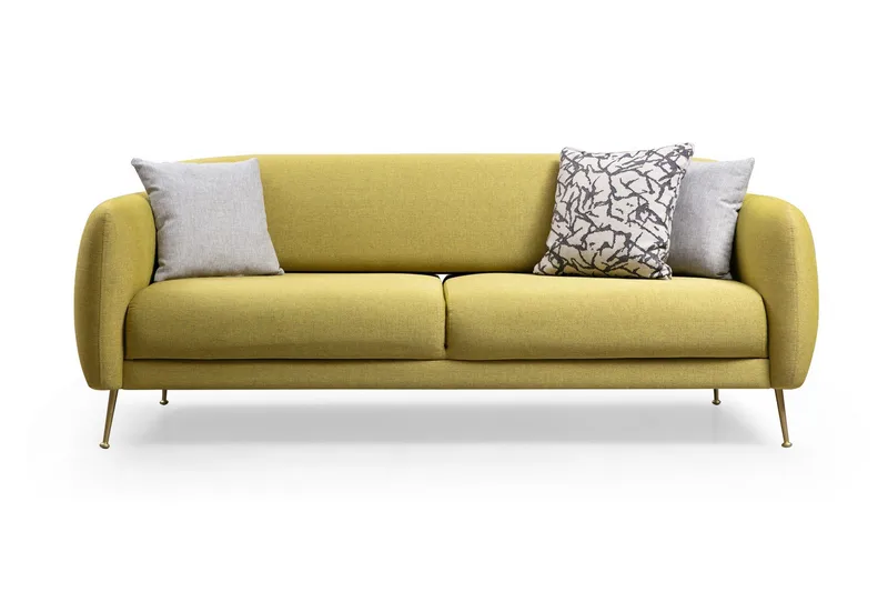 Panchenko Bäddsoffa Rundade Armstöd 88x183 cm i Tyg, Gul