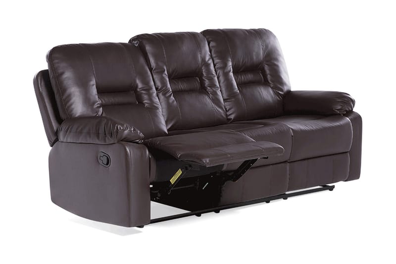 Rovik 3-sits Reclinersoffa i Konstläder med Metallunderrede - Brun - Möbler - Soffa - 3 sits soffa