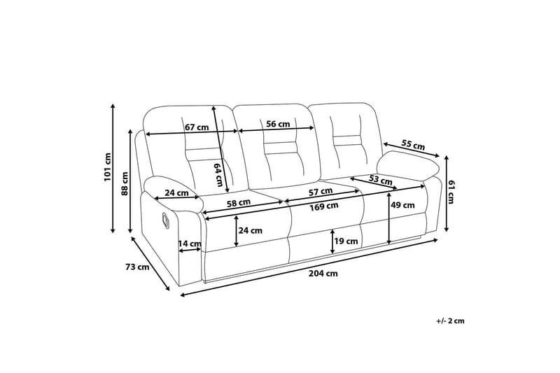 Rovik 3-sits Reclinersoffa i Konstläder med Metallunderrede - Brun - Möbler - Soffa - 3 sits soffa
