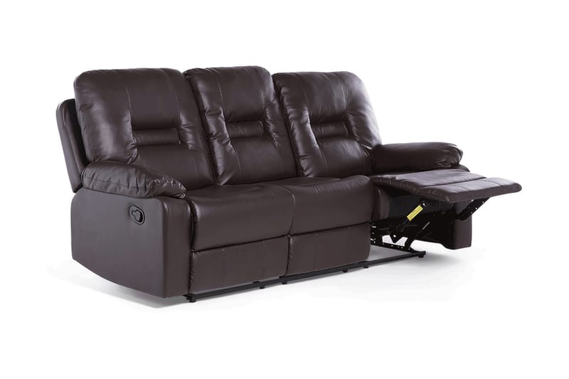 Rovik 3-sits Reclinersoffa i Konstläder med Metallunderrede - Brun - Möbler - Soffa - 3 sits soffa