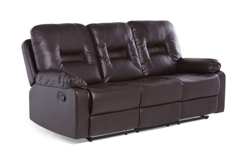 Rovik 3-sits Reclinersoffa i Konstläder med Metallunderrede - Brun - Möbler - Soffa - 3 sits soffa
